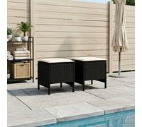 vidaXL 2 pz Poggiapiedi da Giardino Rattan in PE Nero e Crema