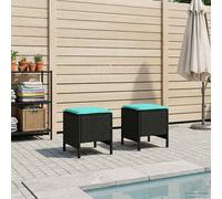 vidaXL 2 pz Poggiapiedi da Giardino Rattan in PE Nero e Turchese