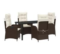vidaXL 2 Pcs Sedia da giardino reclinabile con cuscini marrone PE rattan acciaio verniciato a polvere mobili da patio moderni sedia cuscino reclinabile giardino