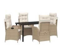 vidaXL Set di Mobili da Giardino a 5 Pezzi con Cuscini Beige Polyrattan