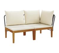 vidaXL 2 pcs Set da Giardino con Cuscini Naturale, Divano da Giardino, Design Moderno, Legno Massello, Facile da Pulire, Sezione per Patio, Balcone, Giardino