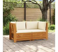 vidaXL Set di divani da esterno con cuscino 2 Pezzo Marrone, Divano in legno di acacia, posti modulari per il giardino, cuscini resistenti agli agenti atmosferici, set patio