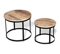 VIDAXL - 2 Pz Tavolini Da Caff Tondi In Legno Grezzo Di Mango 40cm / 50cm
