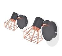vidaXL 2x Applique E14 Nera Rame Lampada da Parete Faretto Muro Illuminazione