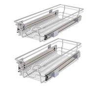 AX 2 Cestelli Rete Estraibili Binari Allungabili Mobili Cucina Argento New 50478