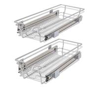 AX 2 Cestelli Rete Estraibili Binari Allungabili Mobili Cucina Argento New 50478