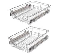 vidaXL 2X Cestelli a Rete Metallo Scorrevoli Cucina 400 mm Supporto Stoviglie