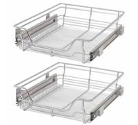 vidaXL 2X Cestelli a Rete Metallo Scorrevoli Cucina 500 mm Supporto Stoviglie