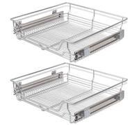 vidaXL 2X Cestelli a Rete Metallo Scorrevoli Cucina 600 mm Supporto Stoviglie