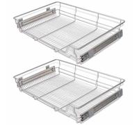 vidaXL 2X Cestelli a Rete Metallo Scorrevoli Cucina 800 mm Supporto Stoviglie