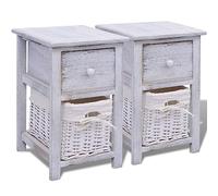 vidaXL Comodino da Notte Set 2 pz in Legno Bianco