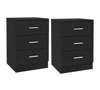 vidaXL 2X Comodini Moderni Eleganti Robusti con Cassetti Portaoggetti Armadietto Comò Cassettiera Versatile Nero 38x35x56 cm in Truciolato