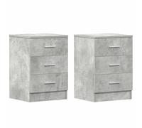 vidaXL 2X Comodini Moderni Eleganti Robusti con Cassetti Portaoggetti Armadietto Comò Cassettiera Versatile Grigio Cemento 38x35x56 cm in Truciolato