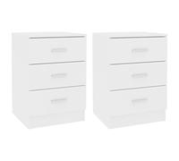 vidaXL 2X Comodini Moderni Eleganti Robusti con Cassetti Portaoggetti Armadietto Comò Cassettiera Versatile Bianco 38x35x56 cm in Multistrato