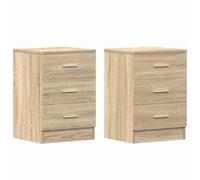 vidaXL 2X Comodini Moderni Eleganti Robusti con Cassetti Portaoggetti Armadietto Comò Cassettiera Versatile Rovere Sonoma 38x35x56 cm in Truciolato