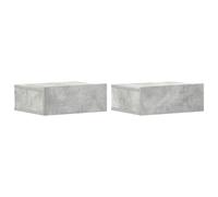 vidaXL 2x Comodini Pensili Compatti Robusti Classici Eleganti Decorativi Tavolini Notte Mobiletti Armadietti Comò Grigio Cemento in Truciolato Premium