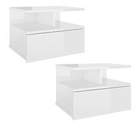 vidaXL 2X Comodini Pensili con Cassetto e Scomparti Aperti Compatti Eleganti Moderni Armadietti Sospesi Comò Bianco Lucido 40x31x27 cm in Truciolato