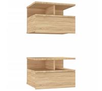 vidaXL 2x Comodini Pensili con Cassetto e Scomparti Aperti Compatti Eleganti Moderni Armadietti Sospesi Comò Rovere Sonoma 40x31x27 cm in Truciolato