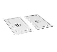 vidaXL 2X Coperchi Contenitori Alimentari Impilabili Rettangolari Attossico Teglie GN 1/1 530x325 mm in Acciaio Inox Argento