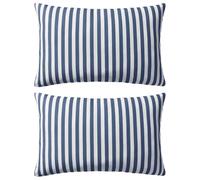 vidaXL 2x Cuscini da Esterno Guanciali Decorativi da Giardino Robusti Resistenti Sedie Divani con Cerniera in Poliestere Stampa a Righe 60x40 cm Blu