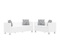 vidaXL Set Divani a 2 e a 3 Posti in Similpelle Bianco