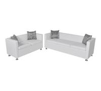 vidaXL Set Divani a 2 e a 3 Posti in Similpelle Bianco