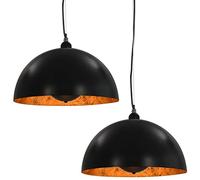 vidaXL 2x Lampadari Eleganti Design Moderno Efficienti Funzionali Durevoli di Qualità Lampade a Sospensione Luci Nero e Oro Semisferici E27 40cm