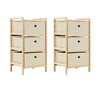 Armadietti 2 pz con 6 cesti in tessuto e legno di cedro beige
