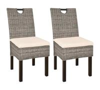 vidaXL 2X Legno Kubu Sedie da Pranzo Eleganti Leggere Robuste Mobili Sala Salotto Cucina Set Arredi da Interni Seggiole in Rattan Naturale Intrecciato