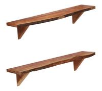vidaXL 2X Legno Massello di Acacia Mensole Robuste Naturale Lavorazione Artigianale Accattivanti Resistenti Ripiani Scaffali Libreria 90x20x18 cm