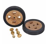 vidaXL 2X Legno Massello di Teak Rotelle di Ricambio per Lettini Prendisole con Bulloni Dadi Rondelle Ruote Accessori Sdraio in Gomma Marroni