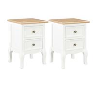 vidaXL 2X Legno Pino/Pioppo Comodini MDF Bianco Tavolino Mobile Arredo Camera