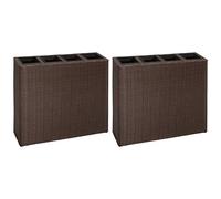 AX 2 Fioriere 79x22x76cm Letto Rialzato 8 Vasi Telaio Polyrattan Terrazza 279083