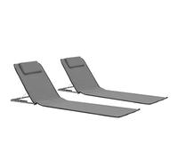 vidaXL 2X Lettino Spiaggia Pieghevole Tessuto Grigio Sdraio Prendisole Stuoia