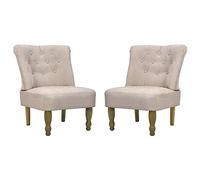vidaXL 2x Poltrona Francese Stile Classico Tessuto Crema Sedia con Braccioli