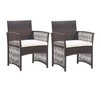 vidaXL 2X Poltrone da Giardino con Cuscini Sedie da Esterni con Cuscini Sedili Divanetti Singoli per Giardino Arredo da Esterni Marroni in Polyrattan