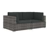 vidaXL 2X Poltrone Modulari ad Angolo con Cuscini Sedie Componibili Sedili Sedute Divabi ad Un Posto Arredo Arredamento in Polyrattan Grigio