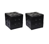 vidaXL Pouf a cubo Set 2X Poggiapiedi imbottito in pelle artificiale eco Nero