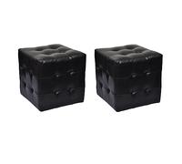 vidaXL 2X Pouf a Cubo Nero in Pelle Artificiale Eco Set Poggiapiedi Imbottito
