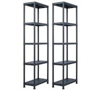 vidaXL Scaffali Mensole Espositore 125 kg 60x30x180 cm Nero Plastica 2 pezzi