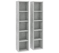 vidaXL 2X Scaffali Porta CD Mensole Arredo Mobili HiFi Armadietto Arredamento Libreria Dvd Armadio Scaffalatura Grigio Cemento in Truciolato