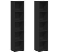 Scaffali Porta CD 2 pz Neri 21x16x93,5 cm in Truciolato