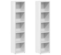 vidaXL 2X Scaffali Porta CD Mensole Arredo Mobili HiFi Armadietto Arredamento Libreria Dvd Armadio Scaffalatura Bianco Lucido in Truciolato