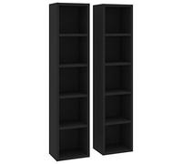 Scaffali Porta CD 2 pz Neri 21x16x93,5 cm in Truciolato