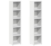 Scaffali Porta CD 2 pz Bianchi 21x16x93,5 cm in Truciolato
