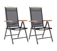 AX 2 Sedie Reclinabili Pieghevoli Sala Legno 7posizioni Nero 58x65x109cm + 41732