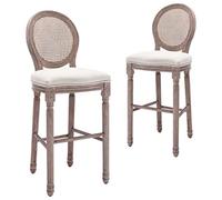 VIDAXL - Sedie Da Bar In Tessuto E Rattan 2 Pz 48x52x123 Cm Bianco Crema