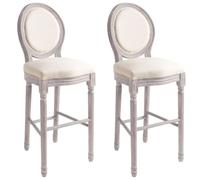 Sgabelli da bar 2 pz bianco lino in tessuto