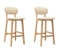 vidaXL 2X Sedie da Bar Sedie per Bancone Sgabelli per Pub Sedili Seggiole Sedie Alte Arredo per Bar Mobili Arredamento Crema in Tessuto