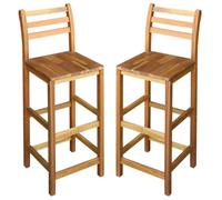 vidaXL 2X Sedie da Bar Sgabelli Alti Seggiole Esterni Cucina Sedie per Sala da Pranzo Bistrò Arredamento Giardino Legno Massello Acacia